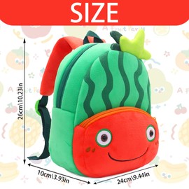 AUNGCSHE 2 to 5 Years Old Casual Children's Backpack, Lightweight Nursery Backpack Girls, Fruit Nursery Backpack Boys for Kindergarten, Elementary School, Picnic, Travel, Excursion (Red - Watermelon)