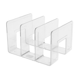 Granmagazz Acrylic Bookends Tabletop Bookshelf Divider Document Sorter Rack Handbag Divider Shelf Countertop 3 Frame Bookstand, Sekisei Bookends, Crystal Rack, Clear Bookends, Acrylic (3 Tiers)