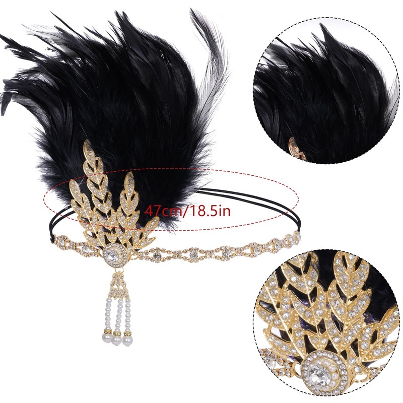choyaxo 1920s Flapper Headpiece Set Roaring 20s Headpiece Great Gatsby
