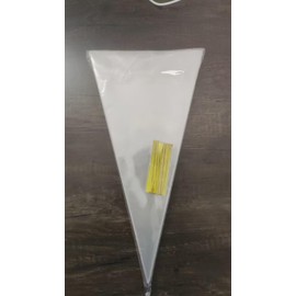 7x15 Inches Cone Shaped Treat Bags, 100 Pcs Clear Cellophane Treat Bags Plastic Cone Triangle Carrot Shaped with Ties for Easter Candy Popcorn Bag Cookies Snack Party Favor Gift Pouches Decorations