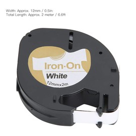 Cinta de etiquetas para máquina de etiquetado Dymo LetraTag Cinta de planchado de tela Cinta de impresión impermeable, 12 mm x 2 metros, negro sobre fondo