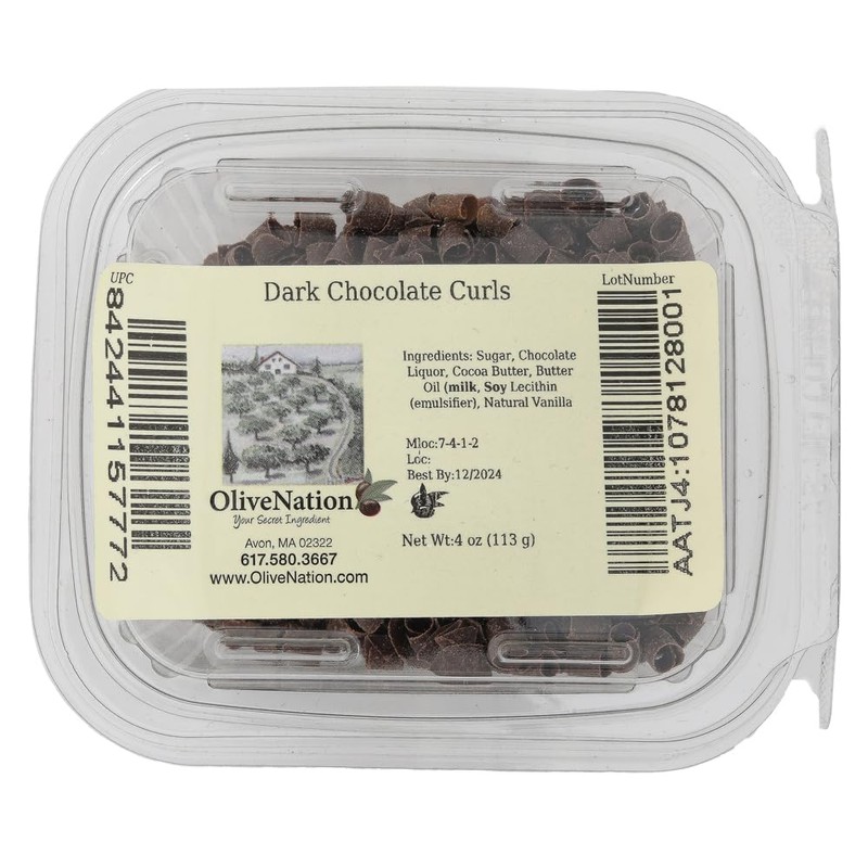 Dark Chocolate Shaved Curls, OliveNation Dark Chocolate Curls, Elegant Belgian