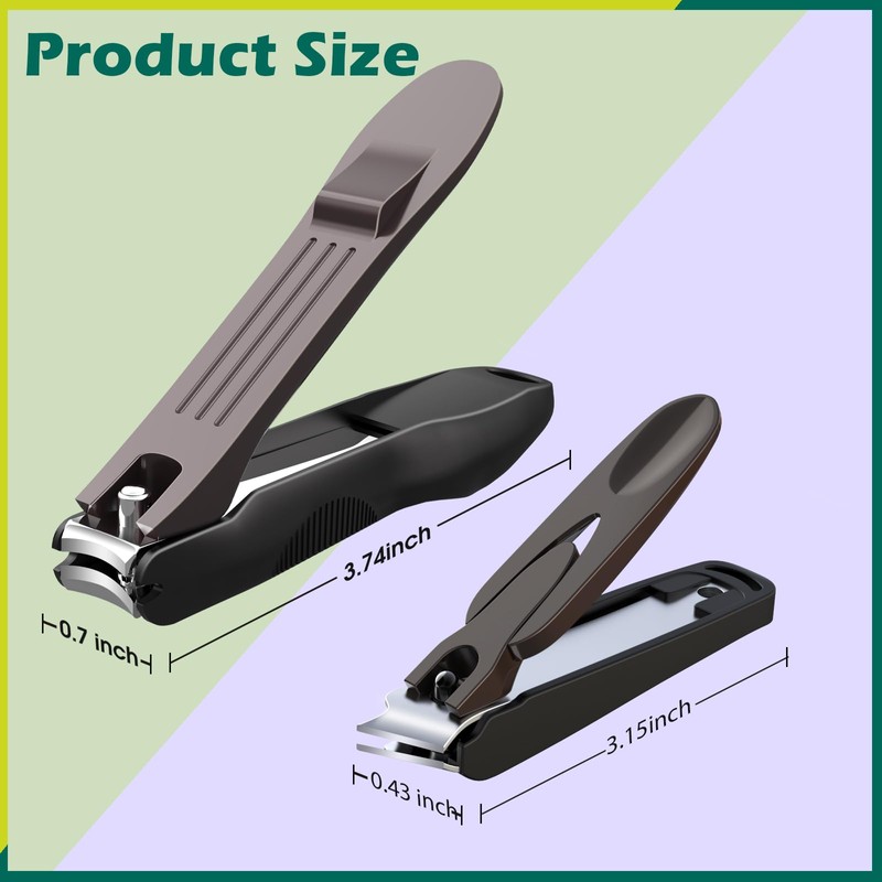 GLAMFIELDS Nail Clipper with Catcher, Large Fingernail Toenail Clipper,Slanted Edge