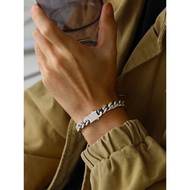 Bestyle 9mm Sturdy Stainless Steel Cuban Bracelet Thick Cuban Link