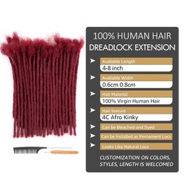 originea Daixi 0.6Cm Y 0.8Cm Grosor #Bug Color 6" 60 Hilos 100% Cabello Humano Real Dreadlock Extensiones Para Hombre/Mujer Hechas A Mano Permanentes Loc Extensiones Los Paquetes Se Pueden Teñir Blanq