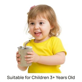PandaEar 2 Pack Sippy Cup Stainless Steel – Baby Cup from 36 Months, Non Spill Toddler Cup with Straw, Baby Straw Cup & Weaning Cup for Toddlers, Spill Proof Drinking Cup (260ml)