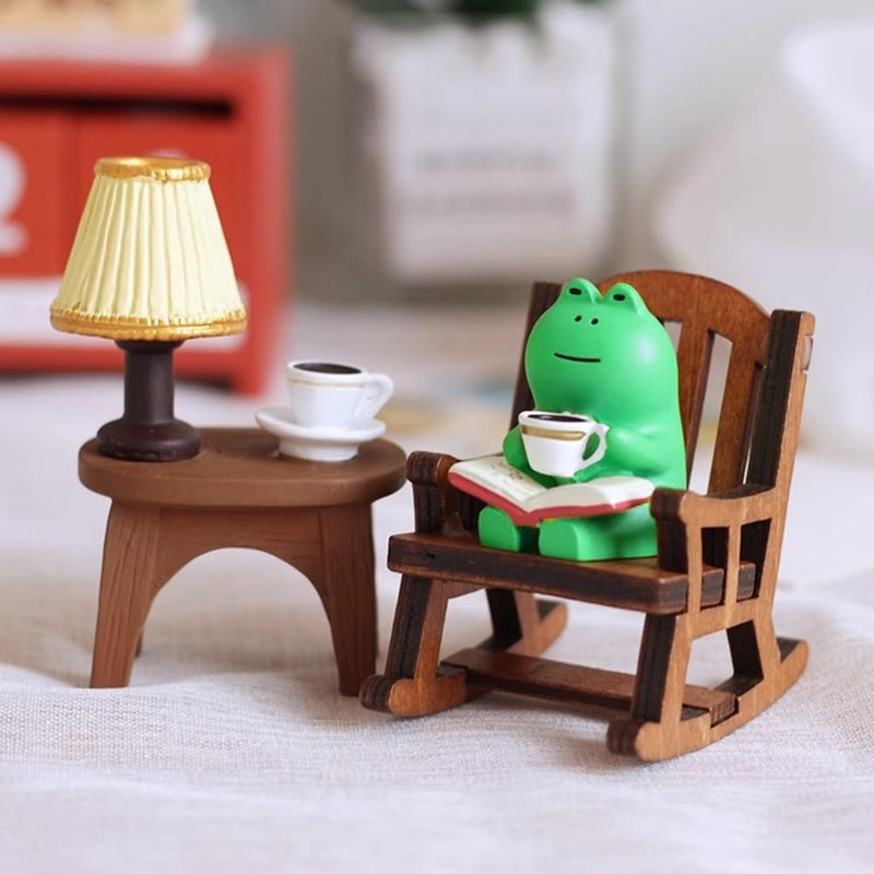 Byttlerom Cartoon Frog Rocking Chair Table Lamp Ornament Miniatures Figurines