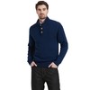 Kallspin Men's Pullover Sweater Wool Midweight Mock Neck Quarter-Button Long