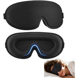 2 Piezas Antifaz para Dormir, Antifaz 3D Con Oscurecimiento Total 360°, Antifaces Cómodos Para Dormir, Siesta Y Viaje (Negro)