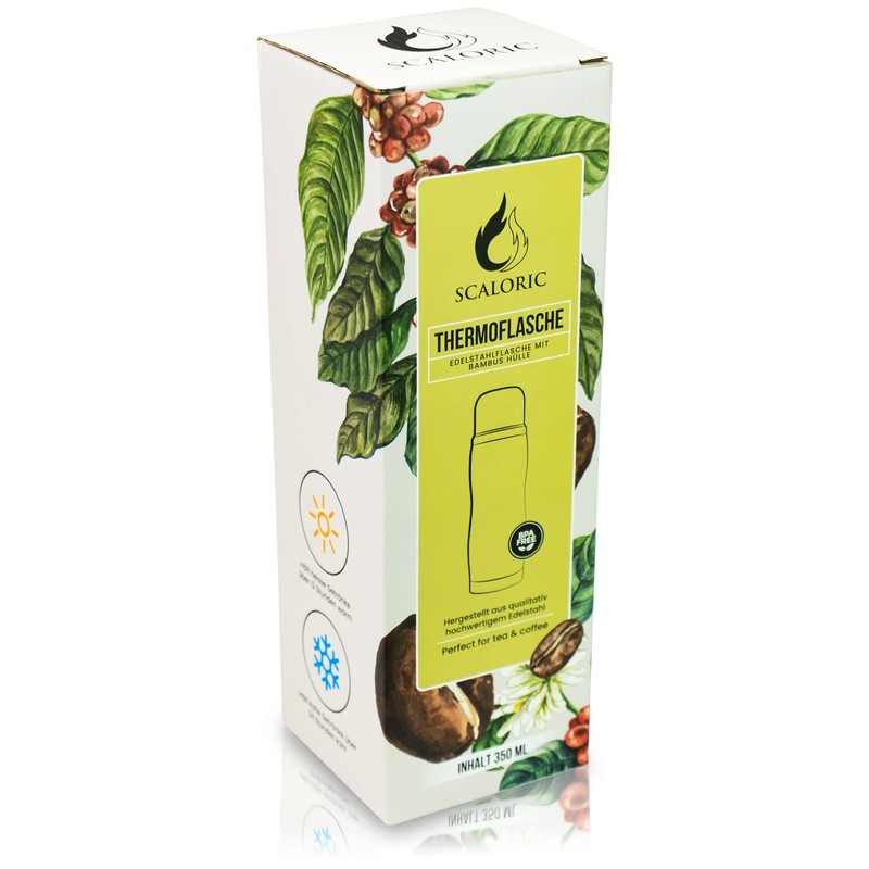 Thermos Flask 350 ml - Bamboo: High Quality Stainless Steel