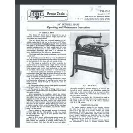 Delta 24 inch Scroll Saw Operating and Maintenance Instructions (PM-1512) 8 page