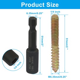 Jiozermi 20 Pcs 1/4-20 x 2 Hanger Bolts, Double Head Screws Self Drilling Wood Dowel Screws with Hanger Bolt Driver, Carbon Steel Fasteners for Stairs, Furniture, and DIY Projects