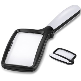 Lupa de mano plegable con luz, 3 aumentos de lectura rectangulares grandes con LED regulable para personas mayores con degeneración macular, periódico