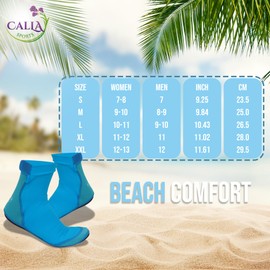 CallaSports Neoprene Beach Socks - Water and Sand Socks for Men and Women (X-Large, Solid Blue)