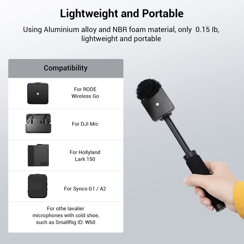 SMALLRIG Interview Mic Handle, Stretchable Mic Handle for RODE Go,