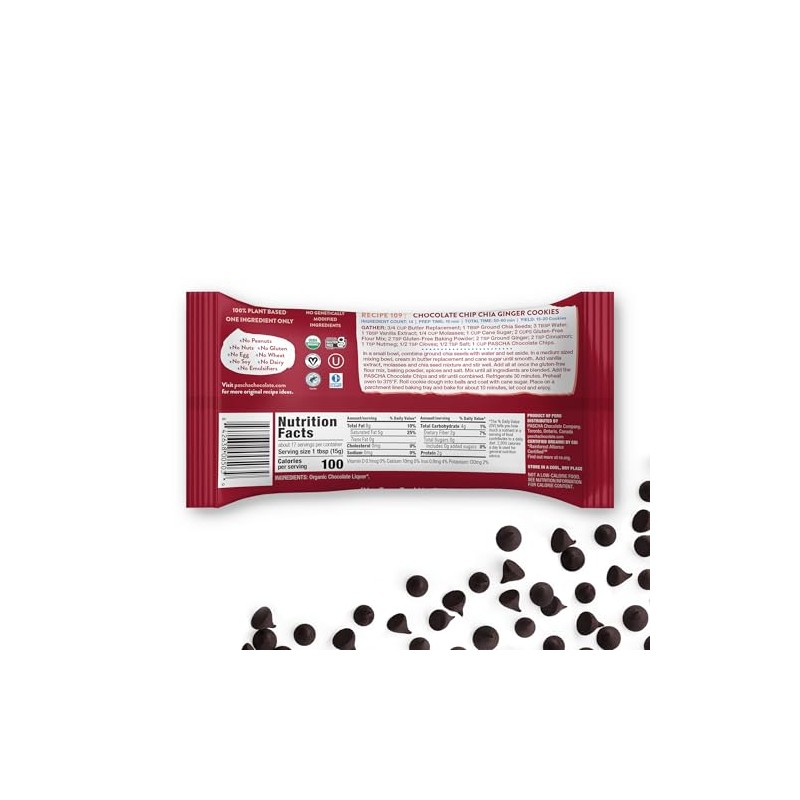 Pascha, Organic Chocolate Chips 100% Cacao Unsweetened, 8.8 Ounce