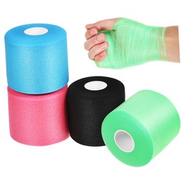 IWOWHERO 4 Rolls Athletic Pre Wrap Tape High Elasticity Breathable Sports Tape for Wrists Ankles Hands Knees Multi Functional Shock Absorption and Comfortable Sponge Material
