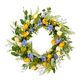 Puleo International 30" Artificial Tulip Floral Spring Door Wreath, Multicolor