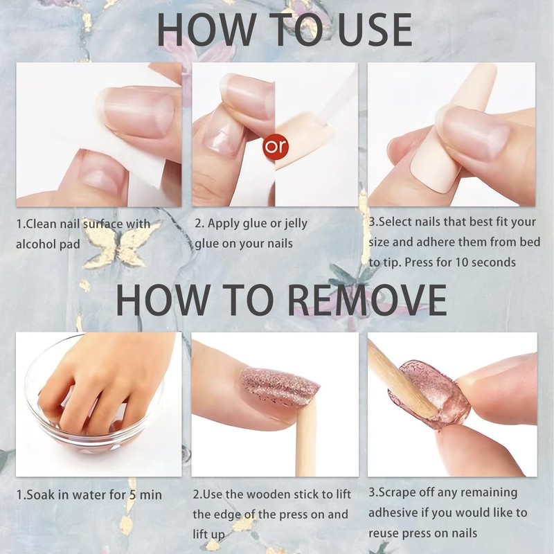 Medium Almond Press on Nails with 3D Flower Starfish Designs