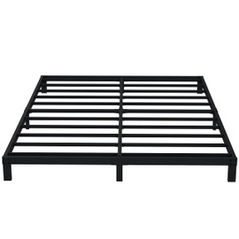 EMODA 6 Inch King Bed Frame No Box Spring Needed, Heavy Duty Metal Platform with Steel Slats, Noise Free, Easy Assembly, Black