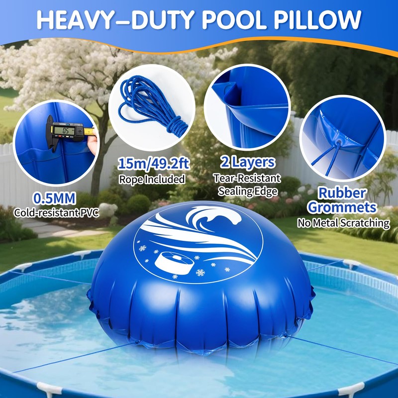 7 FT Pool Pillow for Above Ground Pools, Round Winter