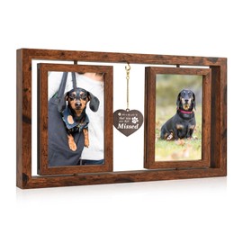 ATOBART Pet Memorial Gifts Twin Rotating Wooden Picture Frames