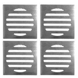 NGe 4Pcs Silver Tone 304 Stainless Steel Square Floor Drain Cover Drain Protection Cover 3 Inch 6 Holes