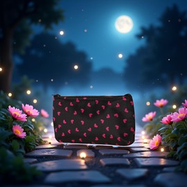 Pxiryanlow Red Outdoor Travel Storage Cosmetic Bag,Portable Travel Cosmetic Bag Makeup Case Heart Dot Print Toiletry Wash Organize Multifunctional Makeup Bag