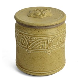 The Potters, LTD Cat Treat Jar, Spicy Mustard