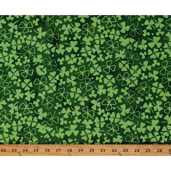 Anthology Fabrics Cotton Batik Shamrocks St Patrick's Clovers Cotton Fabric