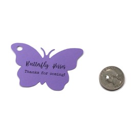 Butterfly Shaped Party Favor Tags - Butterfly Kisses Thank You for Coming! (Set of 15) (Pink) (Purple)
