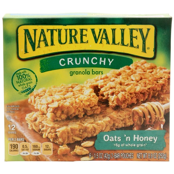 Nature Valley Barras de granola crujientes – Avena 'n Miel – 8.9 oz – 12 unidades