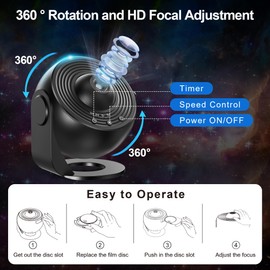 Lysumurl Lysumurl Planetarium Star Projector, 13 in 1 Galaxy Light with 12 Film Discs, 360 Starry Sky Night Light, Celestial Galaxy Projector for Adults Kids Bedroom, Black