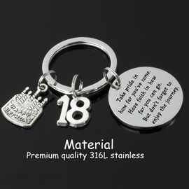18th Birthday Gifts for Girls Take Pride in How Far You've Come and have Faith Key Chains Best Women Men Happy Eighteen 18th Birthday Keychain