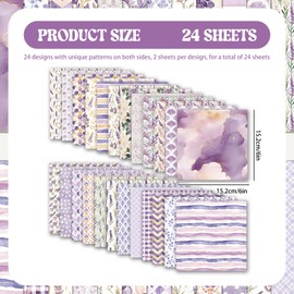Scrapbook Paper 6x6 Inch, 24 Sheets Double-Sided Patterned Cardstock, 160GSM Floral Craft Paper for Scrapbooking, Card Making, Junk Journal, DIY Art Projects (Retro C)