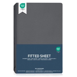 Fitted Sheet 140 x 200 cm - Brushed Polyester Microfibre 35 cm Deep Pocket Fitted Sheet Oeko-Tex Certified Bed Sheet Jersey Duvet Cover for Box Spring Bed Thick Mattresses - Dark Grey 140 x 200 cm
