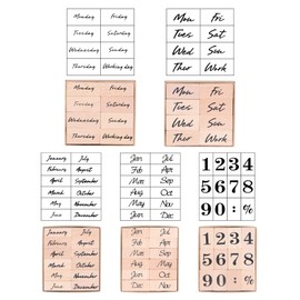 Vintage Wooden Rubber Stamps, Dedoot 52 pcs Date Stamps Vintage Wooden Month Week and Number Stamps for Card Making Painting Teaching