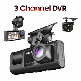 Mr MIP 3-Channel Full HD Dash Cam – 1296p Front, Interior & Dual 1080p Rear Cameras, 170° Wide Angle, Night Vision, Accident Recording, Parking Monitor & GPS