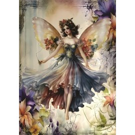 Vintage Fairy Rice Paper, 11.5 x 16 inch (1pc) - Mulberry Paper for Decoupage Furniture Print Crafts