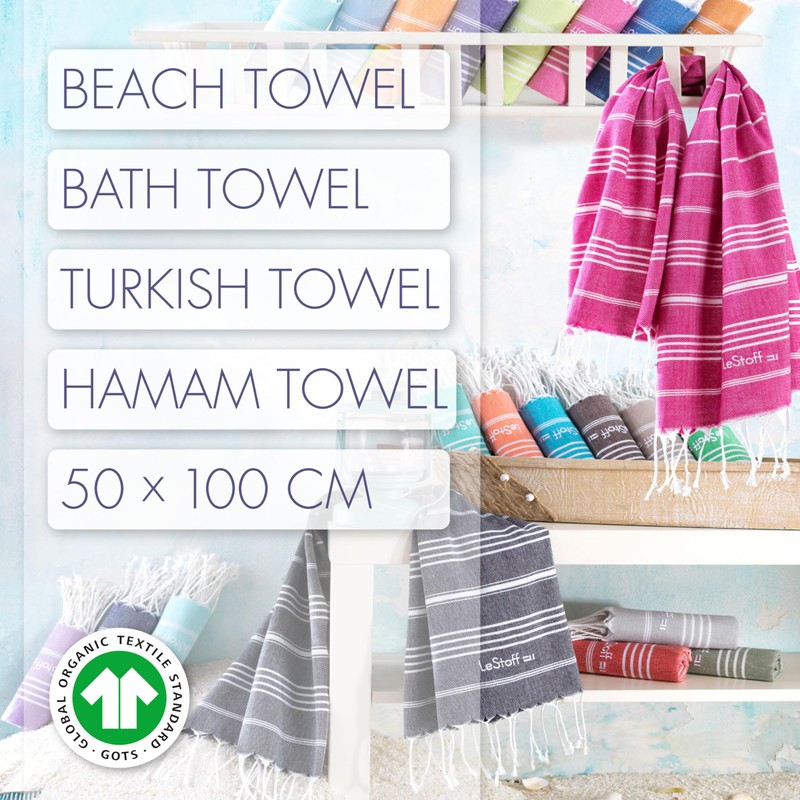LeStoff Premium Hammam Towel - 100% Organic Cotton - Pre-washed