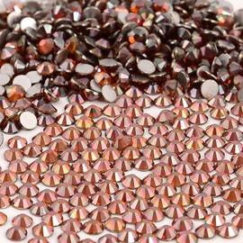 NCB Nancybeads 2000pcs Flatback Round Glass Nail Art Rhinestones Crystal for DIY Making Accessories Shoes, Clothes, Face Art, Bags, Manicure (Amber, SS10 2000pcs)