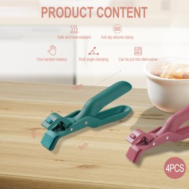 Multi-Function Anti-Scald Bowl Clip, Bowl Holders for Hot Food, Kitchen Silicone Anti Slip Clip, Silicone Anti-Scalding Anti-Slip Clip, for Pots, Bowls, Plates, Cast Iron Pots(4 PCS)