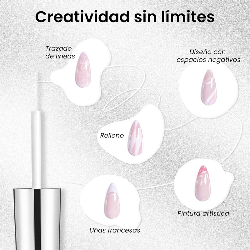 CHERIMOYA Esmalte Liner 8ml,Fino para Punta Francesa-Blanco