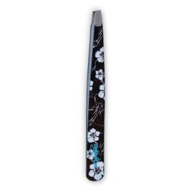 DreamCut Black with White flowers Expert Slant Tweezers