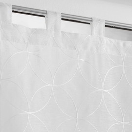 Douceur d'Intérieur 2 x 60 x 90 cm Sandblasted Embroidered Olympic White Tab Top Curtains