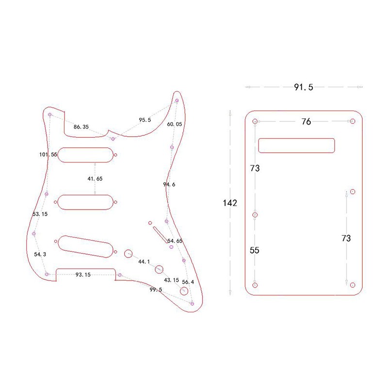 Tortoise Red Guitar Pick Guard Back Plate with 20pcs Screws