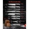 15-Piece Stainless Steel Kitchen Knife Set Wooden Block Ergonomic Handle