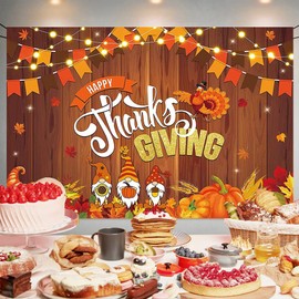 Happy Thanksgiving Banner Fall Festival Backdrop for Thanksgiving Decorations Autumn Gnomes Pumpkin Turkey Decorations Thanksgiving Indoor Outdoor Party Decorations