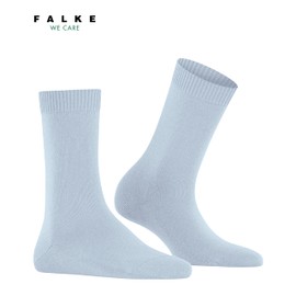 FALKE Women's Cosy Wool Socks Breathable Climate Regulating Odour-Inhibiting Sustainable Wool Cashmere Reinforced Flat Seam for Pressure-free Toe Plain Business Everyday 1 Pair, Blue Light Blue 6594