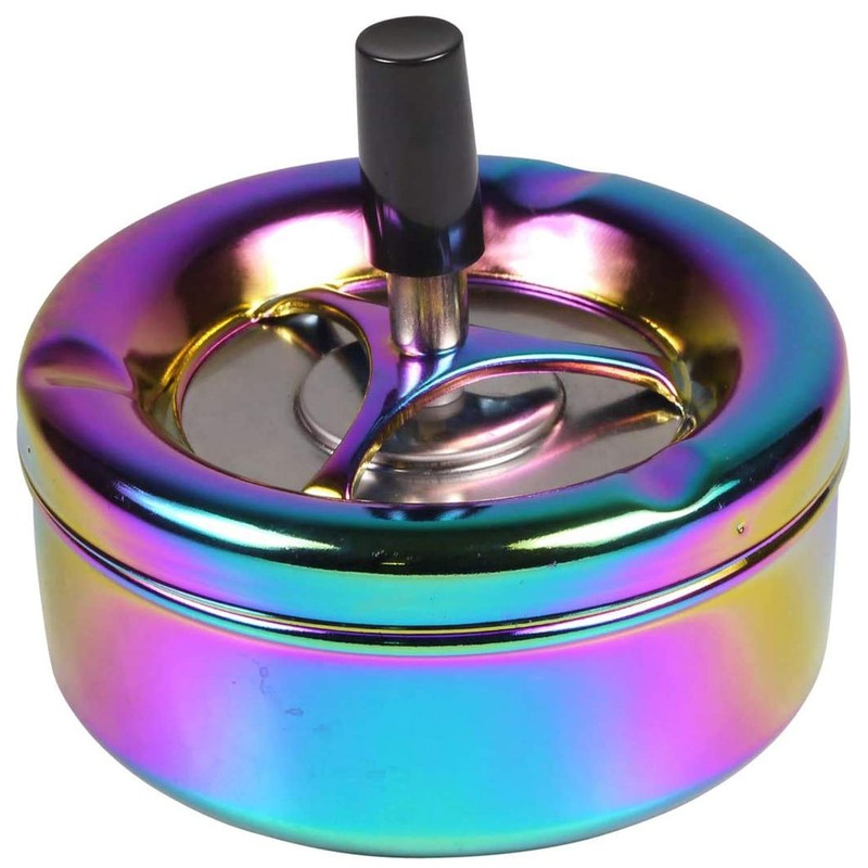 kogu Rotating Ashtray in Rainbow Design, Colourful Shiny, 11 cm
